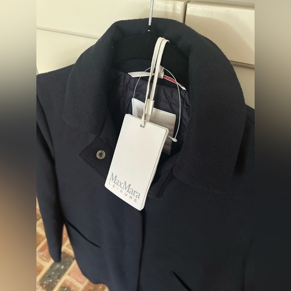 Max Mara Leisure Blu Notte Clava Coat NWT Size 6 - Picture 3 of 14